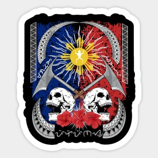 Philippine Flag Sun / Headhunter / Baybayin word Pilipinas-Magiting-Sanghaya (Philippines-Heroic-Dignity) Sticker